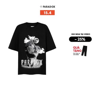 Áo thun form rộng Paradox tay lỡ - Unisex - In hình - THE REVERIE - Màu đen