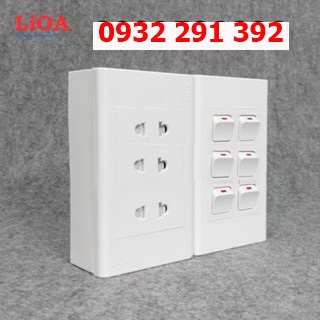 Combo ổ cắm điện ba 2 chấu LiOA 16A 3520W và công tắc điện - Lắp âm tường