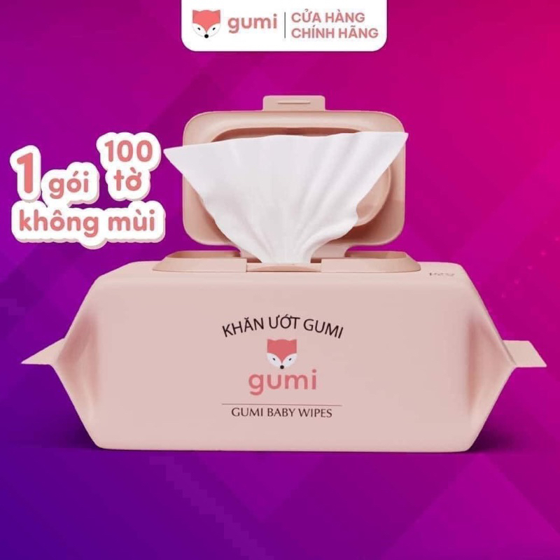 Khăn ướt Gumi không mùi (100 tờ)