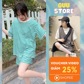 Đồ Bộ Thể Thao Nữ Mặc Nhà Guu Chất Liệu Vải Thun Cotton 100% Dáng Thể Thao Cá Tính DN15