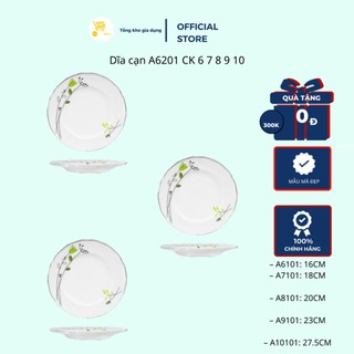 Dĩa Sứ, Dĩa Bông Cỏ, Đĩa CK, Dĩa Cạn A6201 CK 6 7 8 9 10 MTA-Mart, Men Sứ Trắng, Mẫu Mã Đẹp (Hàng Chính Hãng)