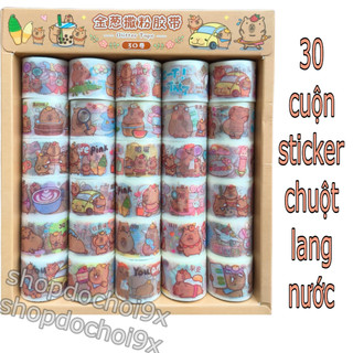 Khay 30 cuộn sticker nhãn dán chuột lang nước