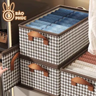 Hộp vải caro đựng quần áo chia ngăn có nắp sắp xếp gọn gàng - Giỏ đựng quần jean áo sơ mi chia ngăn thông minh