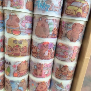 Khay 30 cuộn sticker capybara nhãn dán chuột lang nước bán tại shopanamdochoi.com
