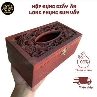 Hộp đựng giấy ăn gỗ hương cao cấp