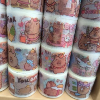 Khay 30 cuộn sticker capybara nhãn dán chuột lang nước bán tại shopanamdochoi.com
