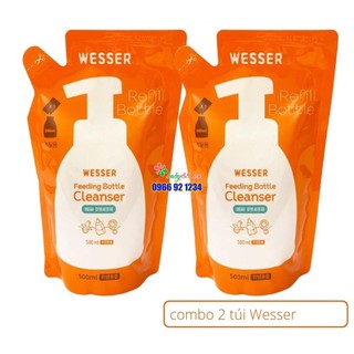 Combo 2 gói nước rửa bình sữa wesser- gói 500ml