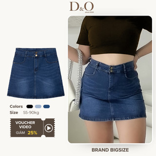 Chân Váy Jean Bigsize 58-90kg 2 Nút Dọc Nhạt/ Đậm/ Đen Lưng Cao Tôn Dáng Co Giãn Mạnh Có Quần Trong