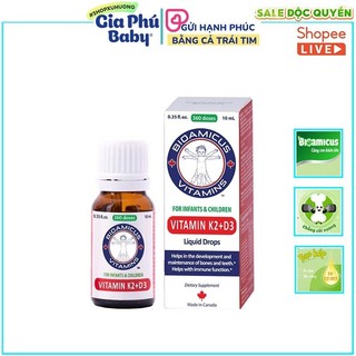 Bioamicus vitamin k2 + d3 mk7 bao kép 10ml chính hãng cho bé sơ sinh
