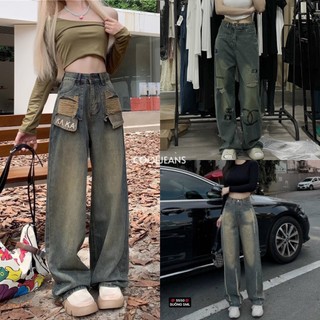 Quần bò ống rộng nữ cạp cao quần jeans ống rộng lưng cao vải bò dày đẹp dáng suông phong cách Hàn Quốc