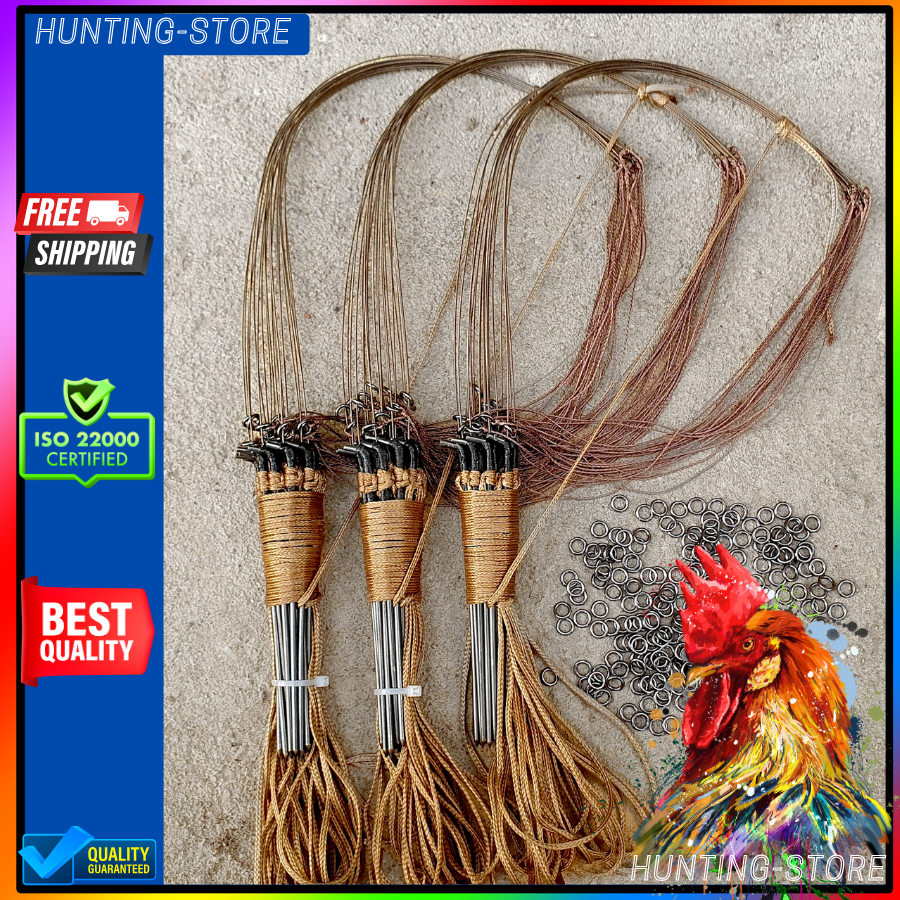 Giò Bẫy Gà Rừng Chân Thép Cáp Se 4 Xử Lí Nhiệt Khoen Inox Đúc Không Rỉ Bộ 20 Chân