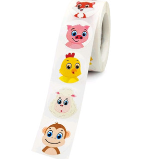 Cuộn 500 tem Sticker Hình thú dễ thương cho bé - 2.5cm