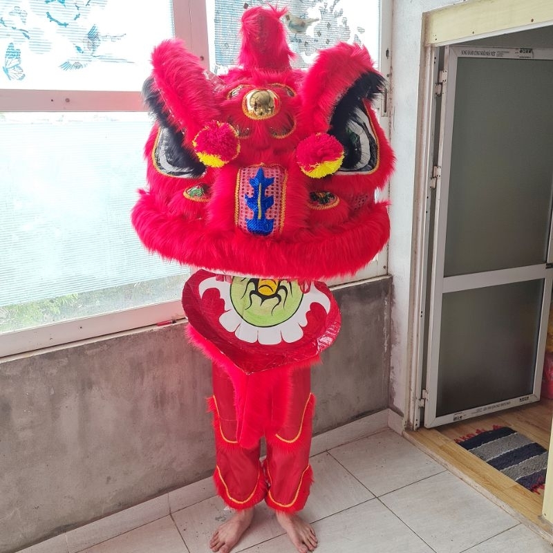[Hàng có sẵn]Đầu lân sư rồng lớn, đầu sư tử trung thu cho người lớn(màu đỏ), Hàng đẹp