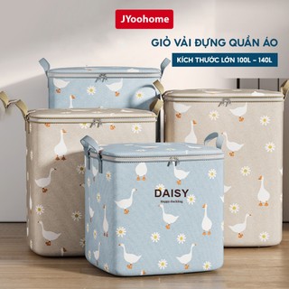 Giỏ Đựng Quần Áo Vải Chống Nước Cỡ Lớn 100L 140L JYoohome Túi Đựng Chăn Màn Gấp Gọn Giỏ Lưu Trữ Đồ