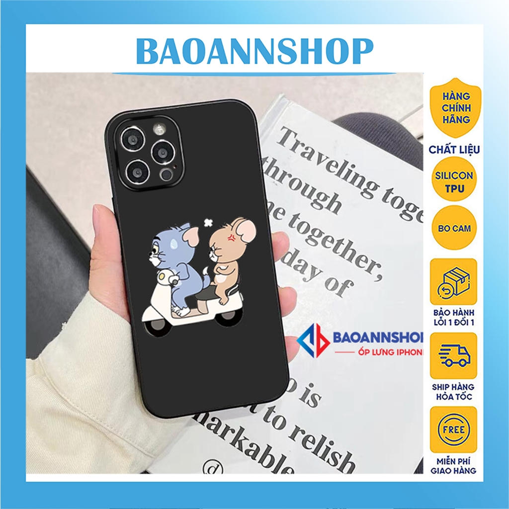 Ốp lưng iphone Tom and Jerry quạo hài hước T40 nhựa TPU dẻo chống sốc cạnh vuông 7plus/8plus/x/xsmax