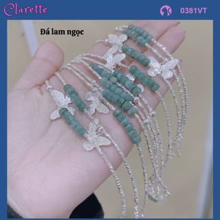 TBC 0381VT - Lắc tay bạc hạt vỡ mix hình bướm và ngũ điếu màu lam dành cho nữ
