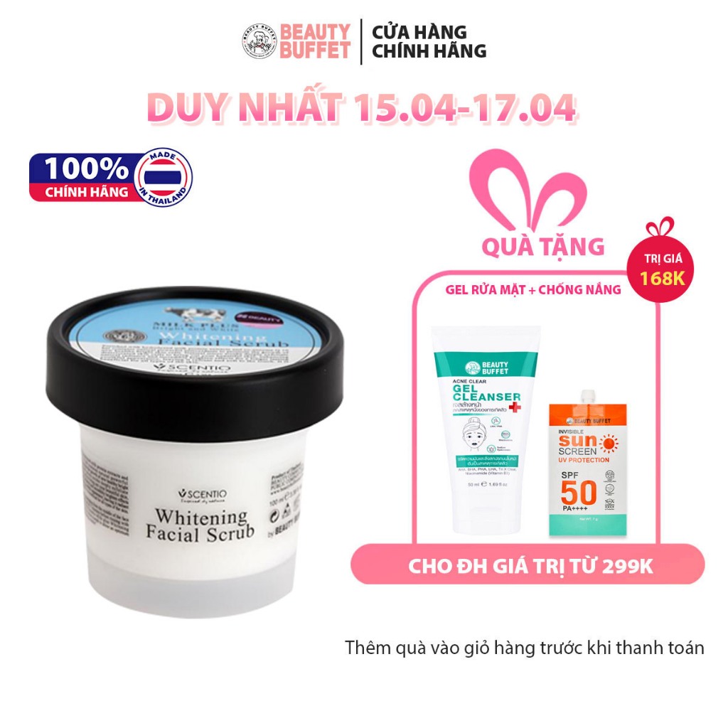 Tẩy tế bào chết da mặt dưỡng trắng và trẻ hóa da Scentio Milk Plus Q10 100ml