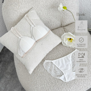 Bralette - Đồ lót thiết kế Basic Trắng Viền Da