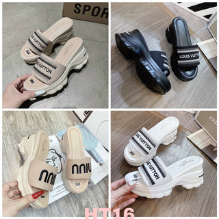Dép nữ đế xuồng nhẹ,đế bánh mì cao 7cm quai ngang đế pu (phom nhỏ nên đặt lên 1 size)