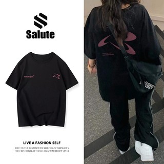 Đen vintage Áo phông nữ Salute in chữ fashion đẹp local brand áo tee nữ form rộng Y0950