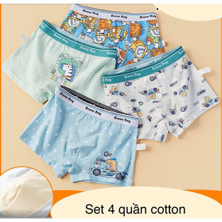 Set 4 quần lót bé trai . quần sịp bé trai cotton đủ size 7-45kg