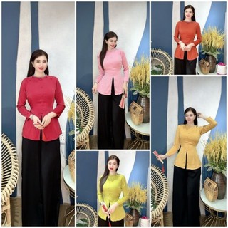 Bộ bà ba trơn cổ viền ngọc siu hot