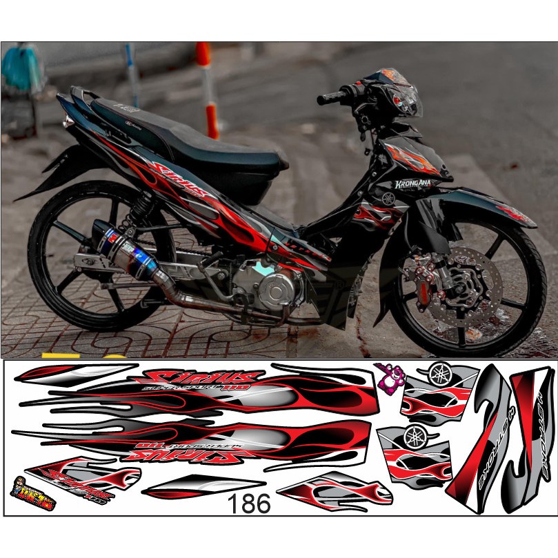 tem rời sirius lửa v4 lửa đỏ xe đen mã 186