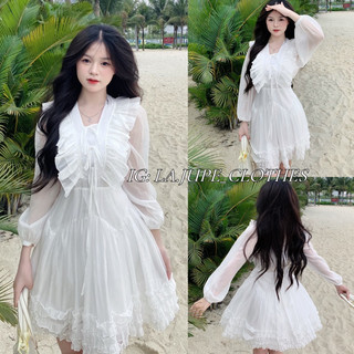 [Ảnh Thật / Sẵn] ☘️ĐẦM - VÁY TRẮNG TIỂU THƯ HOẠ TIẾT BÈO NHÚN *LUCY DRESS*