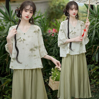 [Order]Bộ set cổ trang trung hoa hán phục trung quốc đồ lam đi lễ chùa trang phục bàn trà spa