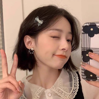 Kẹp tóc mini charm nơ trong suốt