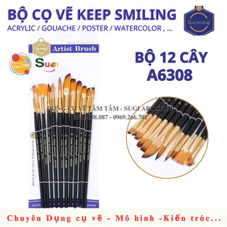 [ TÂM TÂM ] Bộ cọ Keep smiling A6308 (bộ 12 cây)