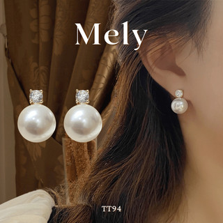 Bông tai ngọc trai nhân tạo màu hồng sang trọng tinh tế dành cho nữ - Mely 1537