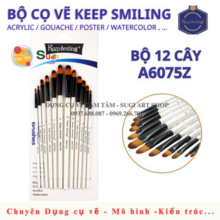 [ TÂM TÂM ] Bộ cọ đầu oval 12 cây, Keep Smiling A6075Z