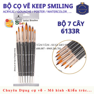 [ TÂM TÂM ] Bộ cọ đầu tròn Keep Smiling 6133R (bộ 7 cây)