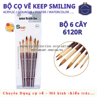 [ TÂM TÂM ] Bộ cọ đầu tròn Keep Smiling 6 cây mã 6120R