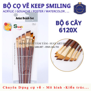[ TÂM TÂM ] Bộ cọ đầu vát Keep Smiling 6 cây mã 6120X