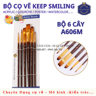 [ TÂM TÂM ] Bộ cọ nhiều đầu Keep Smiling 6 cây mã 606M