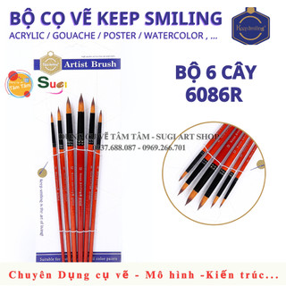 [ TÂM TÂM ] Bộ cọ đầu tròn Keep Smiling 6 cây mã 6086R