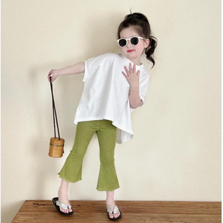 Bộ quần áo bé gái- Bộ đồ bé gái tay hến in quả đào kết hợp quần loe cho bé từ 1 tuổi đến 6 tuổi