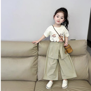 Bộ quần áo cho bé- Bộ đồ bé gái cao cấp in hình gầu dễ thương cho bé từ 1 tuổi đến 6 tuổi