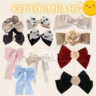 Kẹp tóc nơ caro phong cách Retro Vintage dể thương dành cho nữ - Mely T4-8