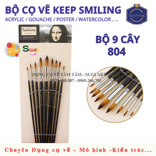    TÂM TÂM   Bộ cọ vẽ 9 cây Keep smiling 804 - cọ vẽ màu nước màu acrylic Poster Gouache 