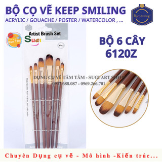 [ TÂM TÂM ] Bộ cọ đầu oval keep smiling 6 cây mã 6120Z