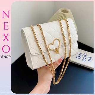 Túi xách nữ đeo chéo khóa tim da pu cao cấp Nexo Shop thiết kế sang trọng cho du lịch đi chơi dự tiệc