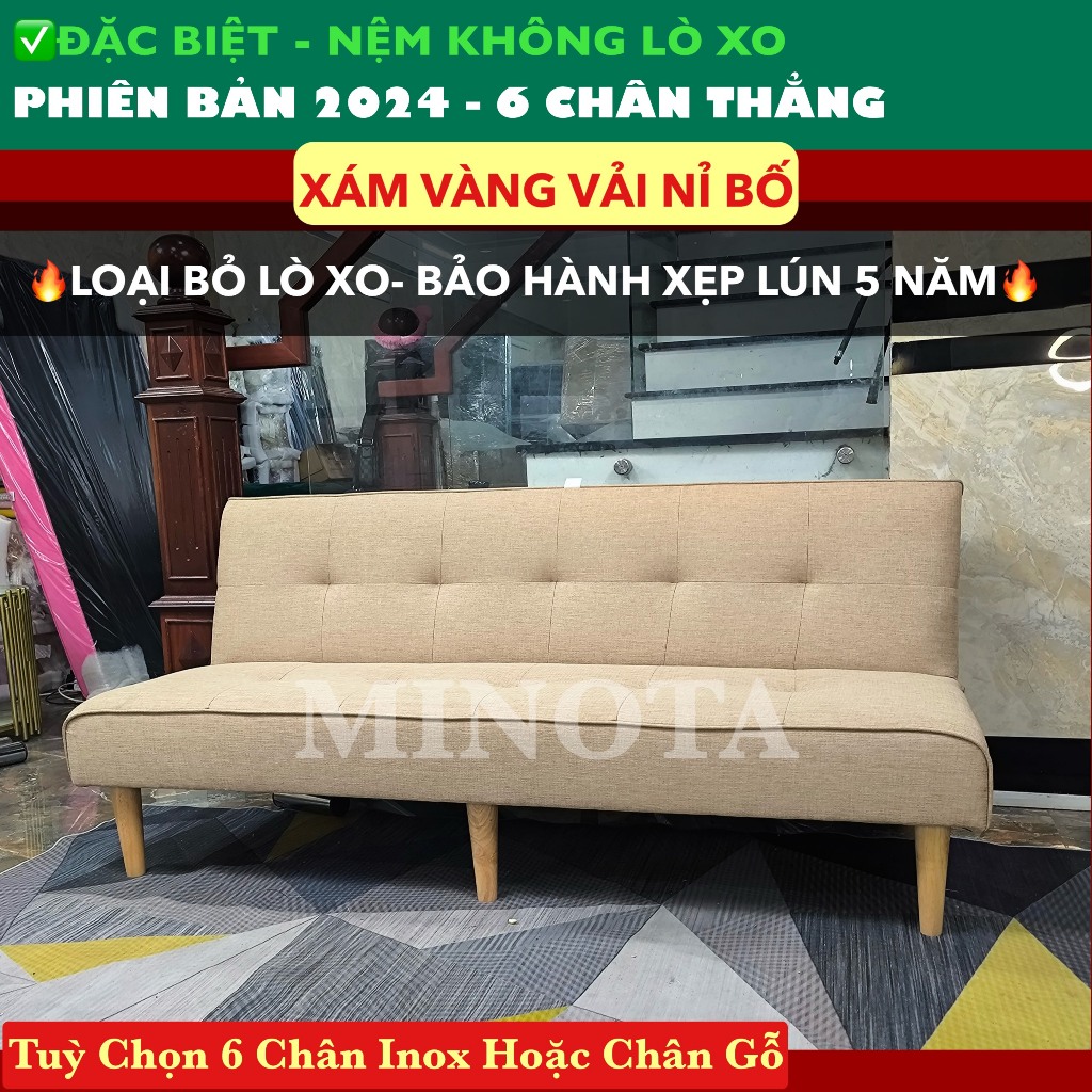 Ghế Sofa Giường 1m7 [6 CHÂN | KHÔNG LÒ XO] New 2024 MINOTA Thiết kế đẹp mắt sang trọng tinh tế | BigBuy360 - bigbuy360.vn