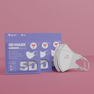Gói 10c khẩu trang gumi trẻ em 5d kháng khuẩn