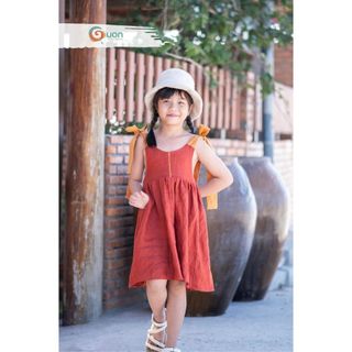 Váy hai dây bé gái, váy hè bé gái GUON chất liệu linen mềm mịn cho bé từ 9kg đến 26kg