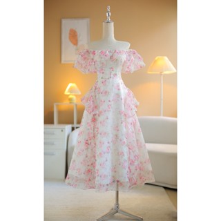 SÒ VINTAGE - CLARA Đầm hoa trễ vai tùng bèo