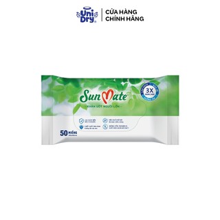 Quà tặng không bán -khăn ướt sunmate mới chiết xuất nha đam - gói 50 miếng