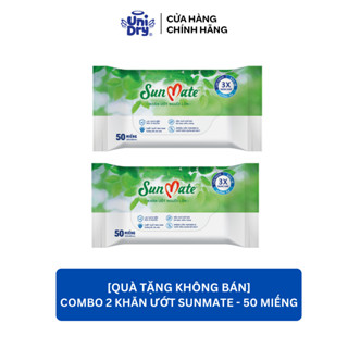 QUÀ TẶNG KHÔNG BÁN - Combo 2 Khăn ướt SunMate mới chiết xuất nha đam